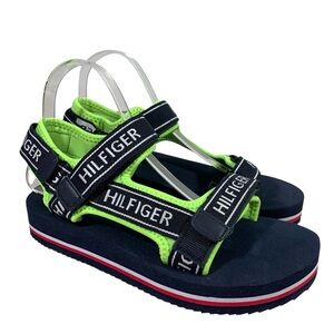 Tommy Hilfiger Women's Twnurii Flat Sandal Size 8M NWT Navy Sporty Casual Neon